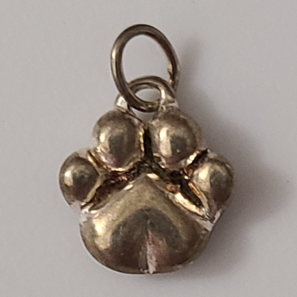 925 Vtg Dog Cat Kitty Paw Charm Bracelet Necklace Pendant Sterling Silver Estate